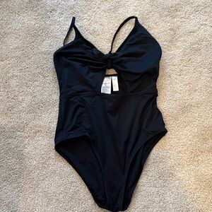 GAP Black One-Piece Swimsuit with Front Knot